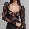Elegant Women's Summer Blouses Hollow Out Woman Tops Women Lace Shirt Blouse Chemise Femme Blusas Blusa Feminina Long Sleeve Top