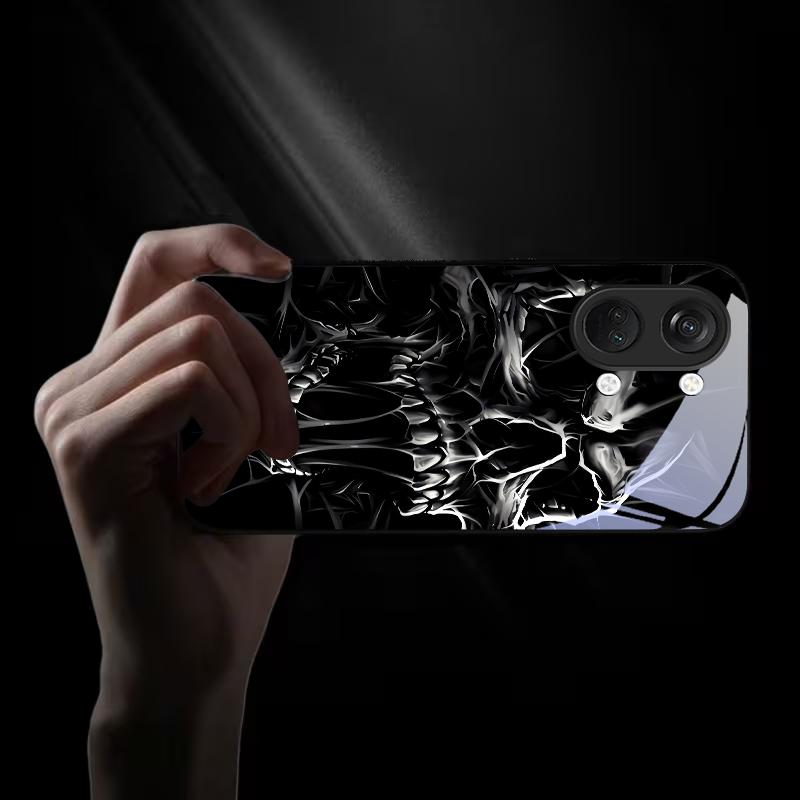 Готический Череп с Шипами Арт Черное Стекло Чехол для Телефона Для OnePlus 6 6T 7 7T 8 8T 9 10 Pro 11R 12R 13R Nord CE 2T 2 3 Lite N20 N30 Чехол