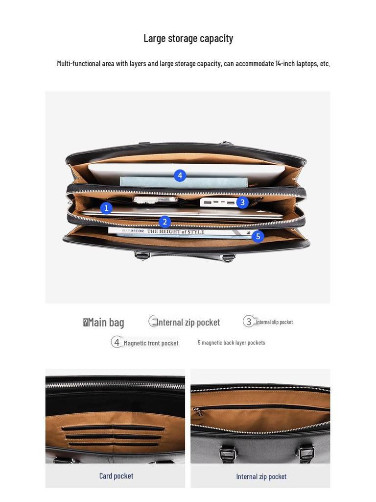 Мужской портфель из натуральной кожи с защитой от кражи и кодовым замком – Многофункциональная сумка для ноутбука из коровьей кожи