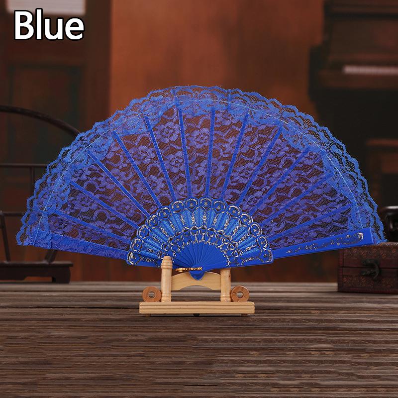 1PC Folding Fans Festival Gift Solid Color Hand Held Flower Fan Hollow Lace Fans Decorative