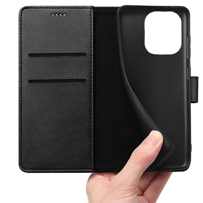 Coque pour Xiaomi Redmi Note 13 Pro 4G - Portefeuille Noir Rabat Clapet Aimanté Rangement Cartes Phonillico®