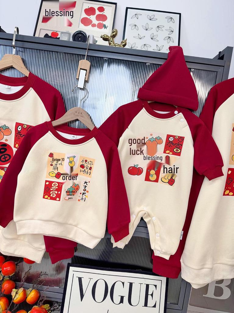 Семейные красные наряды на Новый 2026 год: Бархатные Плотные Комплекты для Сочетаний Мать-Сын или Мать-Дочь