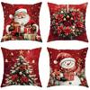 4pcs Red Christmas Cushion Cover Santa Claus Dwarf Snowman Durable Cover 2025 New for Home Ornament Xmas New Year Decoration