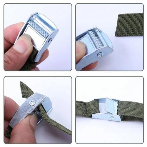 simPLEISURE Cargo Lashing Straps, Set of 2 (5m), 25mm Wide, Black, for Earthquake Preparedness, Preventing Cargo from Shifting, and Securely Secured L