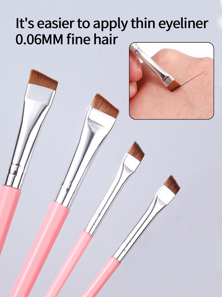 4PCS Multi-functional Eyeliner Brush, Angled Eyebrow Brush, Eye Makeup Detail Brush, Under-eye Brush, Professional Makeup Brush