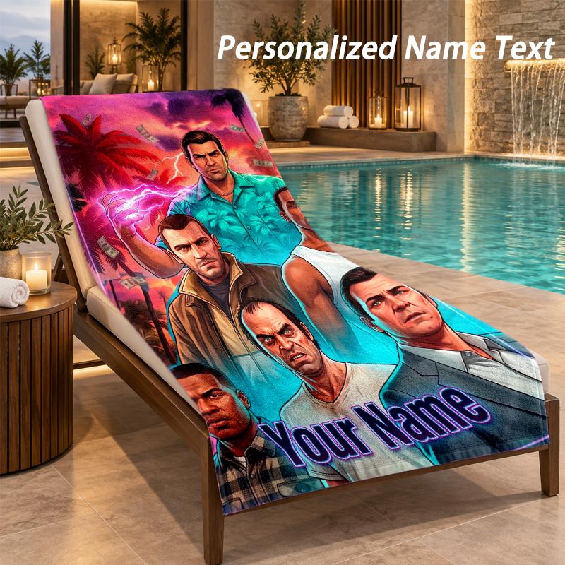 GTA Custom Name Beach Towel Large Soft Towel for Indoor Bathroom Outdoor Beach