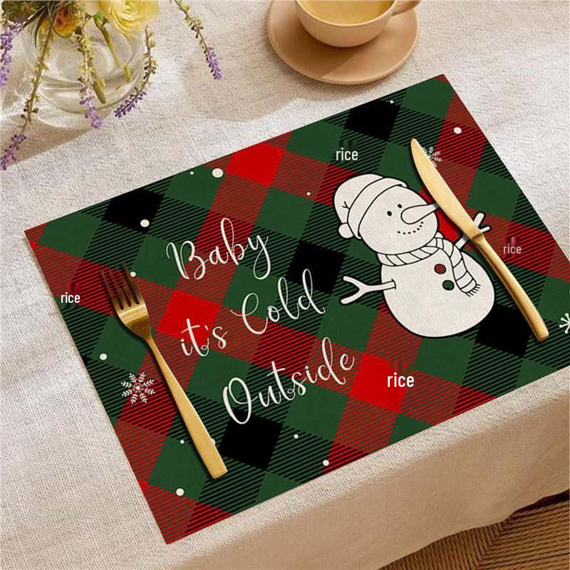 New Year Christmas Table Mat Print: Simple Home Tablecloth Placemat and Decoration