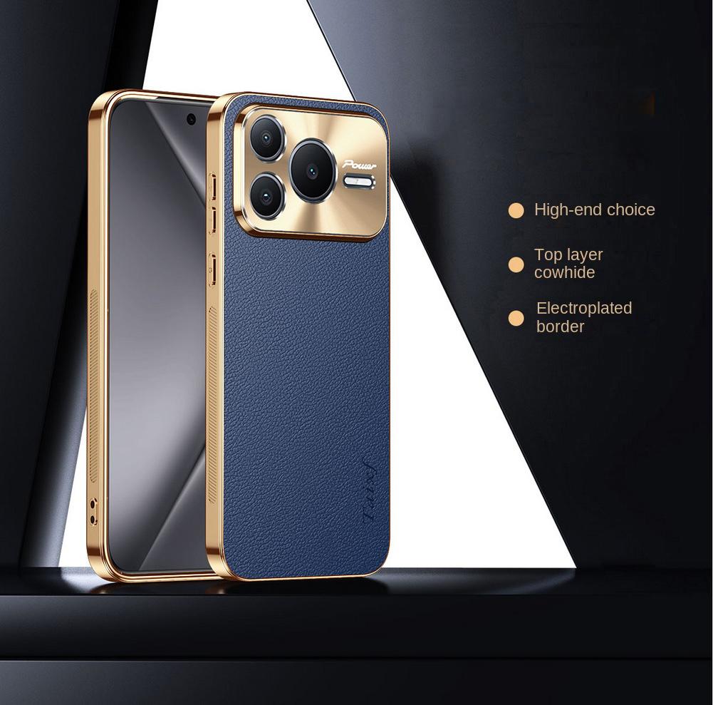 First Layer of Cowhide Lychee Texture Electroplated Frame Case For Honor Power 2 honor Win GT Pro Slim Protect Cover