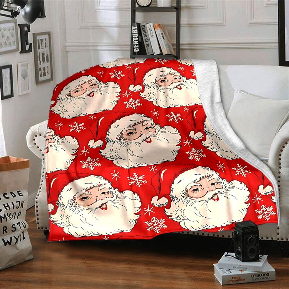 1pc Santa Claus Design Blanket Warm, Cozy, And Soft, Suitable for Sofas, Beds, Cars, And Office Use.Perfect for Camping And Travel, Making It a Great