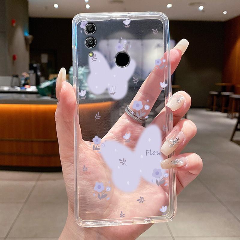 Phone Case For Honor 10 Lite/Huawei P Smart 2019 Coque Butterfly Bow Protective Casing Transparent Soft Silicone TPU Cover Funda