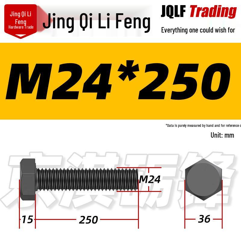 12.9 Grade High-Strength Blackened Hex Bolt M22-M48