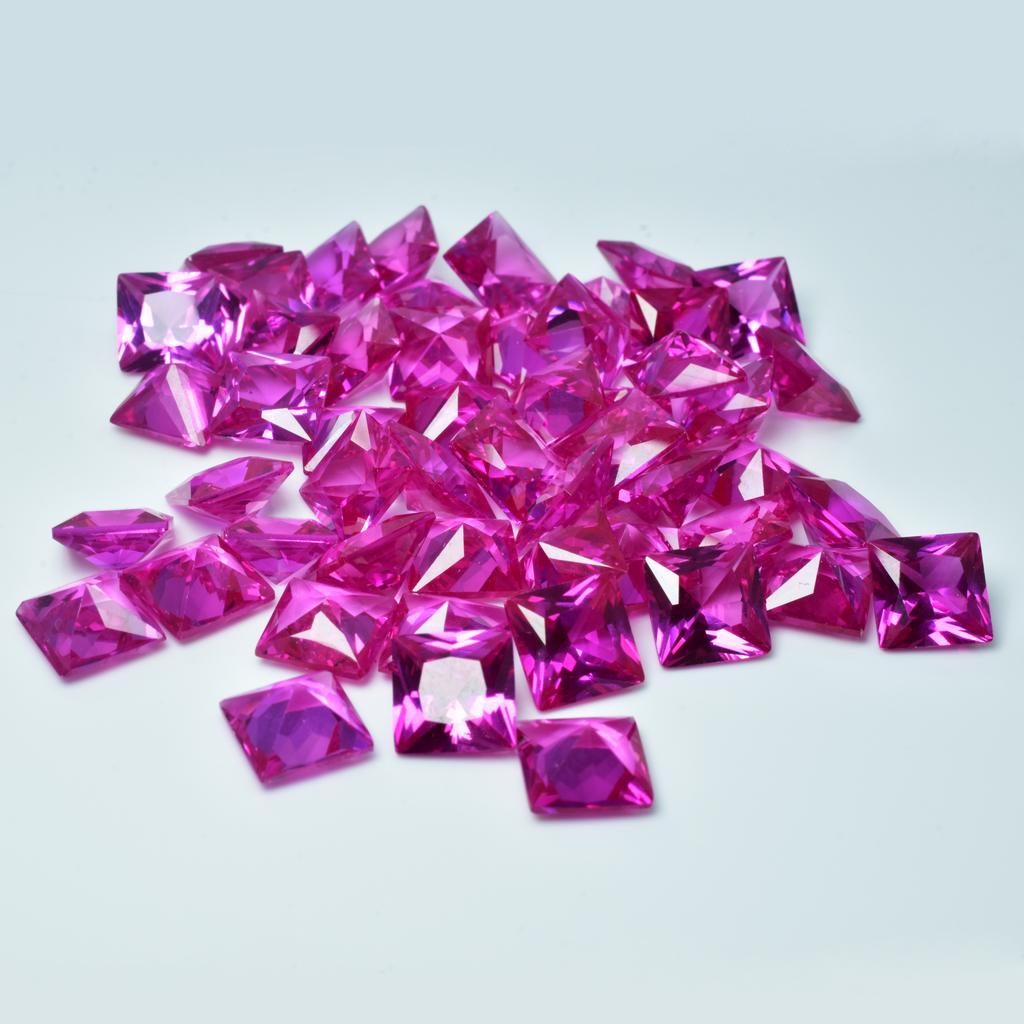 Natural Pink Ruby Loose Gemstone Emerald Cut 100 pcs for Jewelry Making and Gem Collections