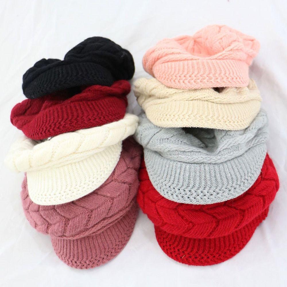 Thicken Warm Women Beret Cap Winter Thicken Knit Hat Elegant Striper Knitted Cap Women Girls