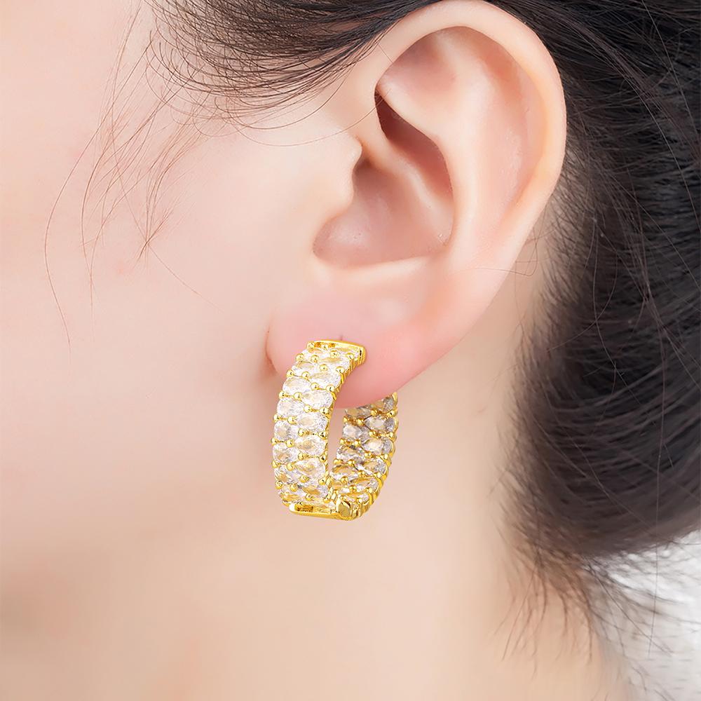 Nidin Top Quality New Fashion Gold Plated Gold/Silver Color Earrings CZ Zircon Ear Hoops Women Round Piercing Aesthetic Jewelry