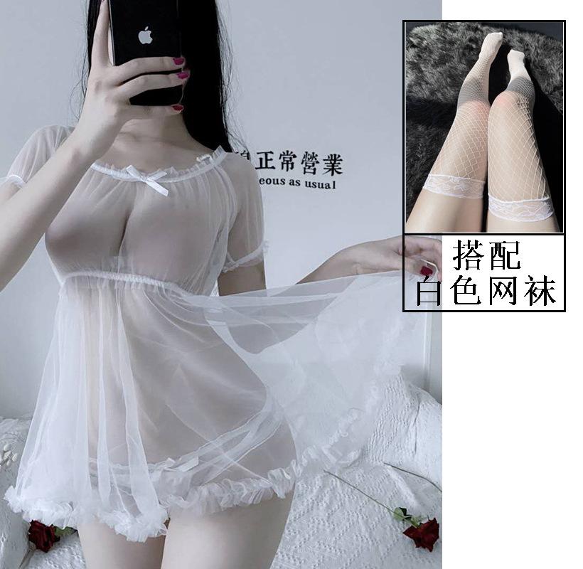 Забавное нижнее белье, маленькая грудь, пижама Pure Desire, большая юбка, прозрачный шифон, без капель крови, ночная рубашка оптом, цельный комплект отправляется на Be
