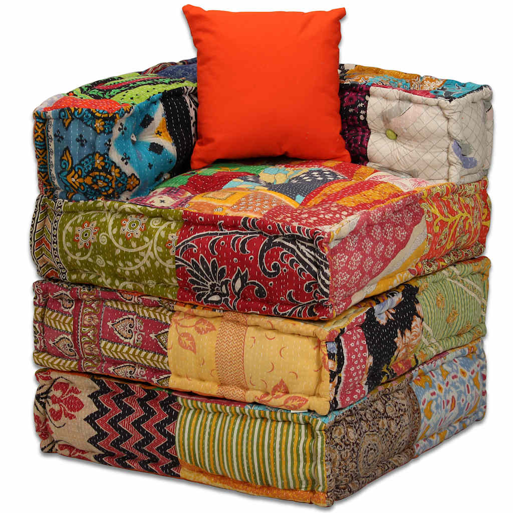 Vidaxl Puf Modułowy, 2-Osobowy, Patchwork, Tkanina