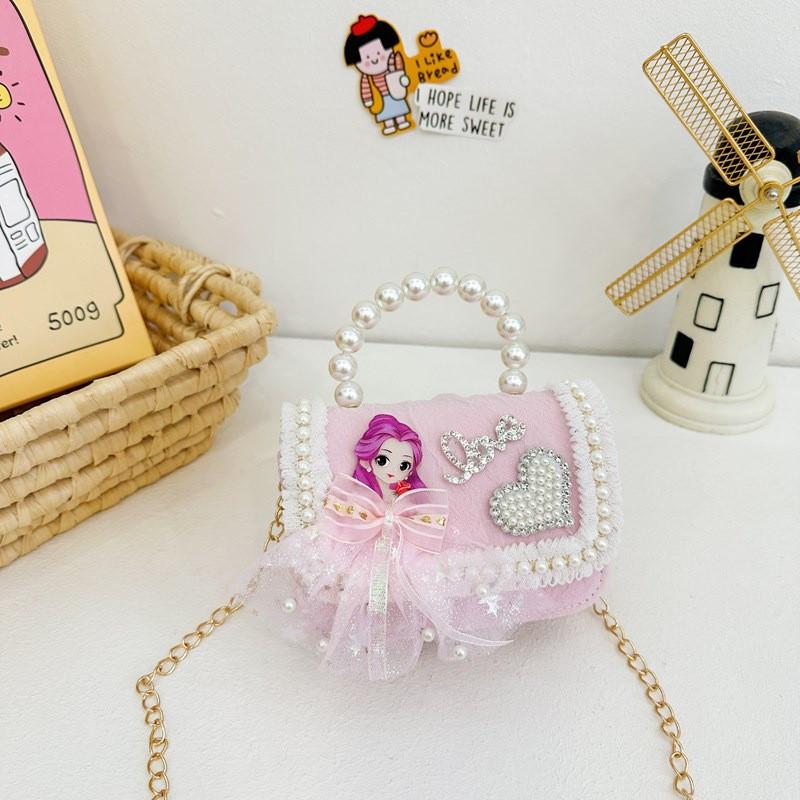 Belle Cinderella Girl Crossbody Shoulder Bag Cute Pearl Accessory Purse