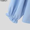 INCERUN Men Elegant Ruffled Neck Shirts Casual Bow Knot Long Sleeve Tops