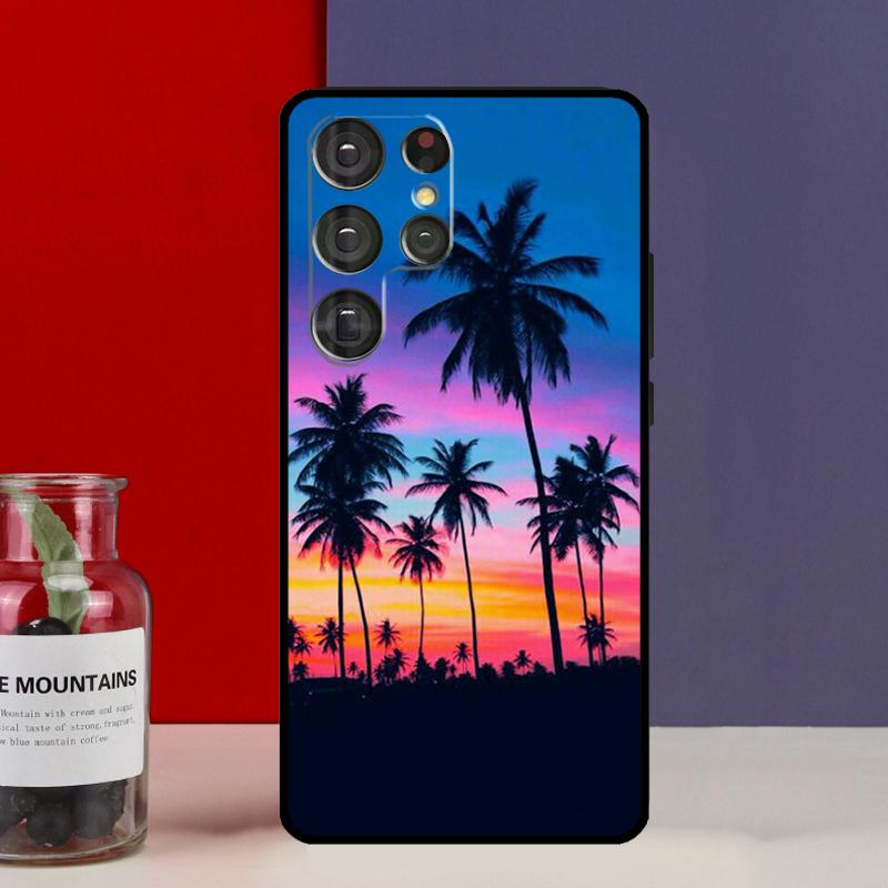 Закат пальмы Чехол-футляр Для Samsung Galaxy S25 Ultra S9 S10 S20 S21 FE S22 S23 Plus S24 Ultra Чехол для телефона