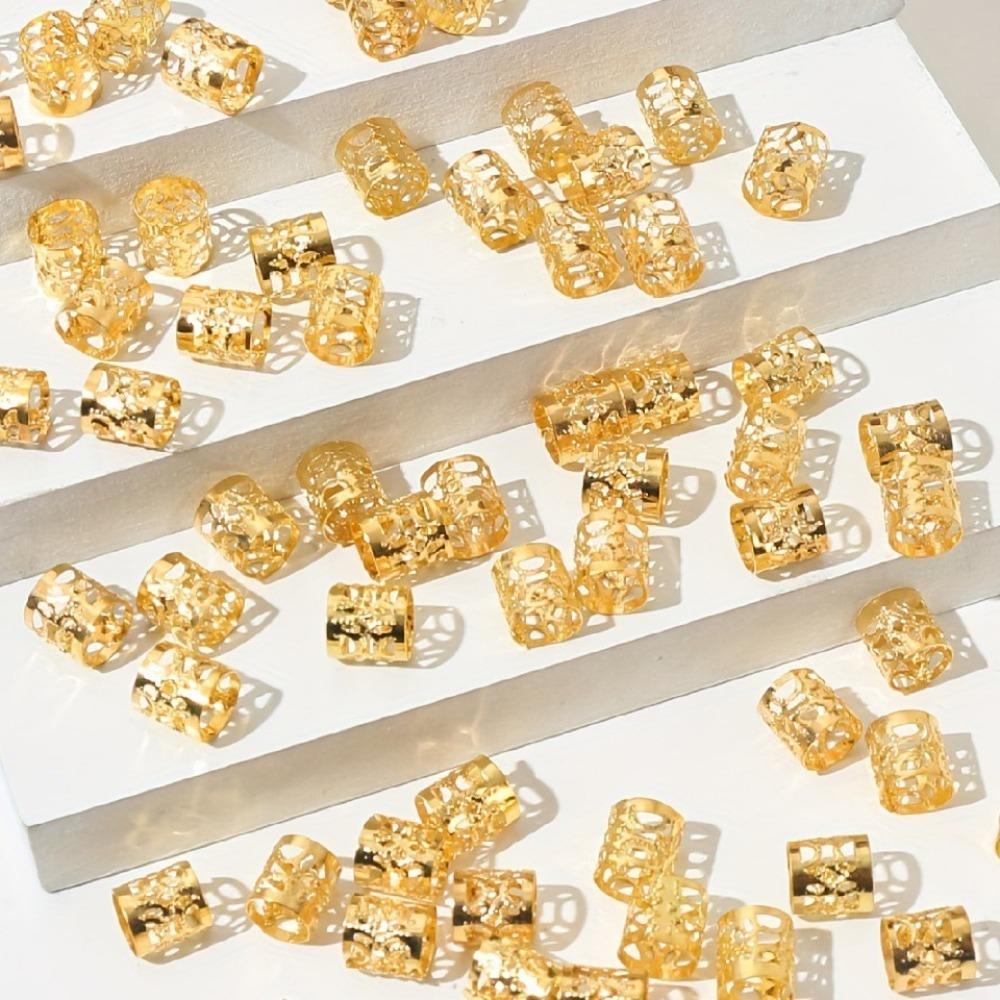 60pcs Metal Cuff Clips Dreadlocks Beads Hair Braiding Hair Braid Tubes Hollow Out Hair Ring  Men