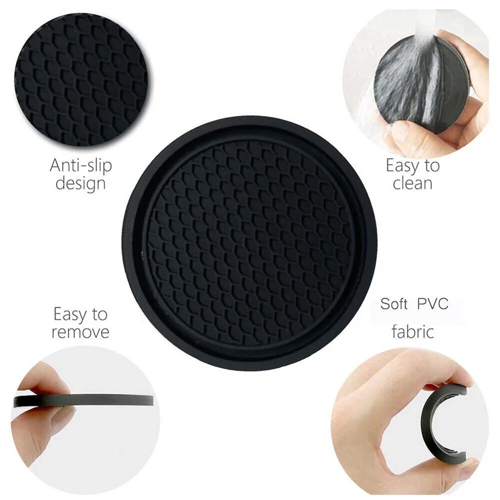 2 шт. Черный автомобильный держатель для стакана с противоскользящей вставкой, подставки, накладки, аксессуары для интерьера, универсальные, идеально подходят для большинства стаканов