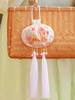 Qixi Festival Empty Sachet Bag, Ancient Style Portable Hanfu Accessory, Tassel Pouch, Embroidered Mugwort and Osmanthus Mosquito-Repellent Sachet