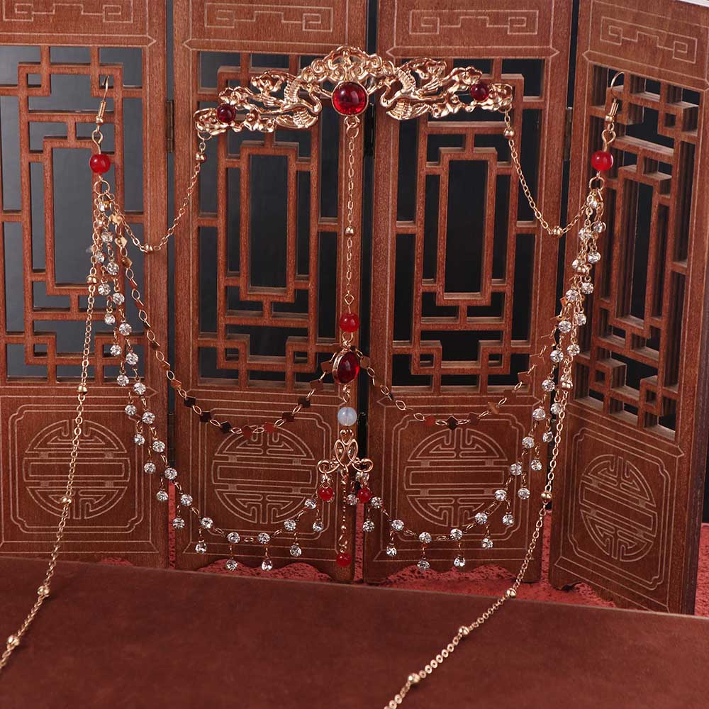 Crown Forehead Chain Tassel Wedding Headband Luxury Rhinestone Head Chain  Women