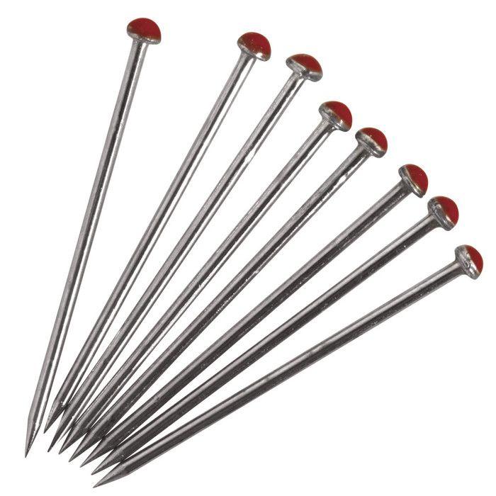 Épingles avec tête coloràée, 21x0,7mm, boîte 500 pièces, rouge classique