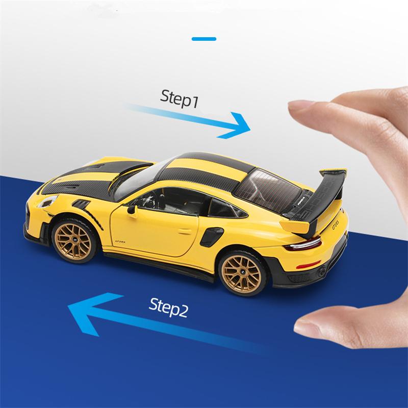 AABKQ1 1:32 Porsche 911 GT2 RS Alloy Sports Car Model Diecasts Metal Racing Car Model Simulation Sound Light Collection Kids Toys Gifts