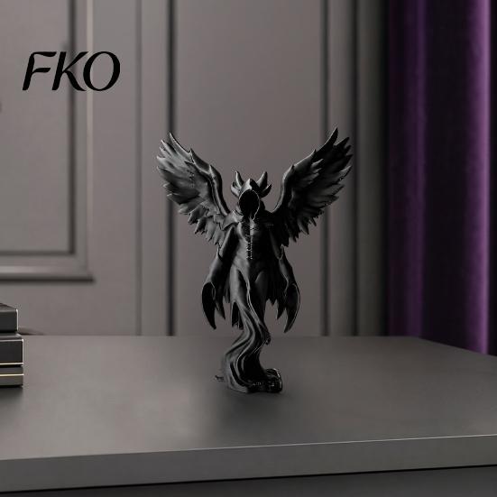 Detailed 3D Printed Figure Dark Angel Winged Figurine, Gothic Statue for Desk Shelf Three-dimensional Decor, Intricate Redemption Theme