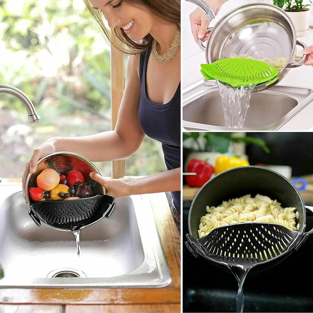 2 шт. силиконовый клипсовый дуршлаг для пасты, мяса, овощей, фруктов, - подходит для всех кастрюль и мисок.