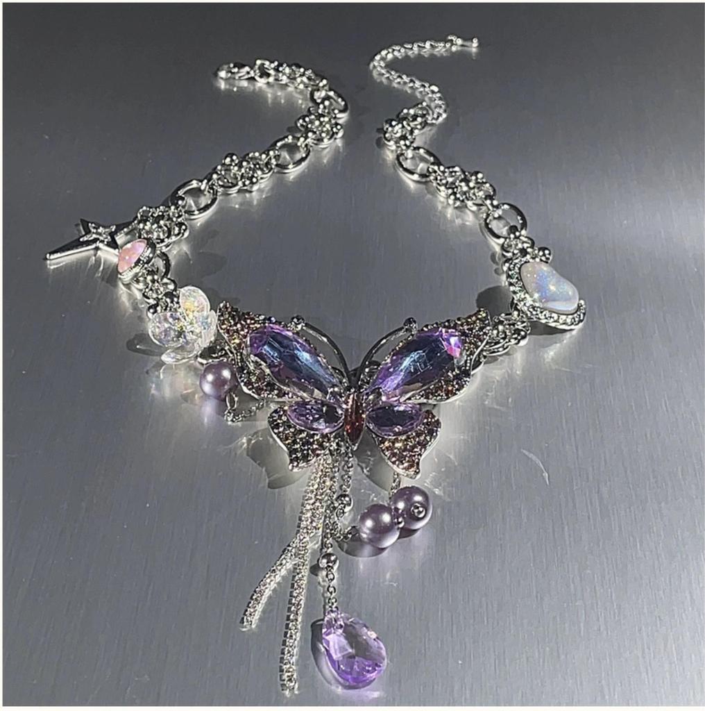 Ожерелье на ключицу «Фиолетовая бабочка» — Элегантный женский чокер с роскошным дизайном, издание 2025 года