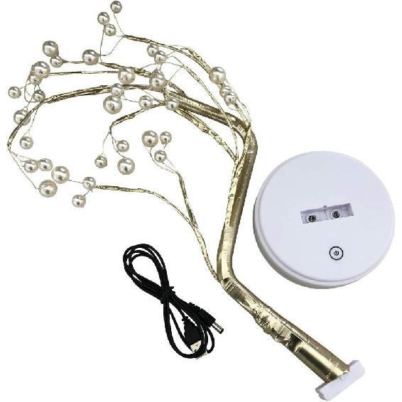 GUOCHENG Bonsai Tree Light LED Battery&USB Pearl Tree Table Lamps 19.69 inch with 36 Warm White Leds Fairy Lights Decor for Valentine's Day Party
