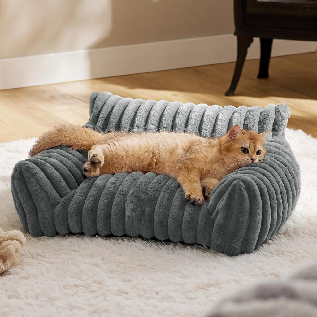 Cat Couch Bed Cute Pet Bed for Small Medium and Large Cats and Dogs Fluffy Sofa Bed for Pets Indoor with Non Slip