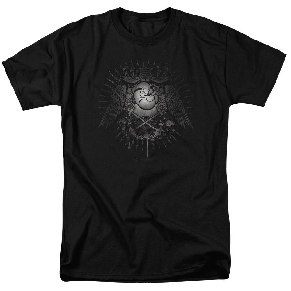 Popeye Sailor Heraldry T Shirt Licensed Comic Book Cartoon Tee Black