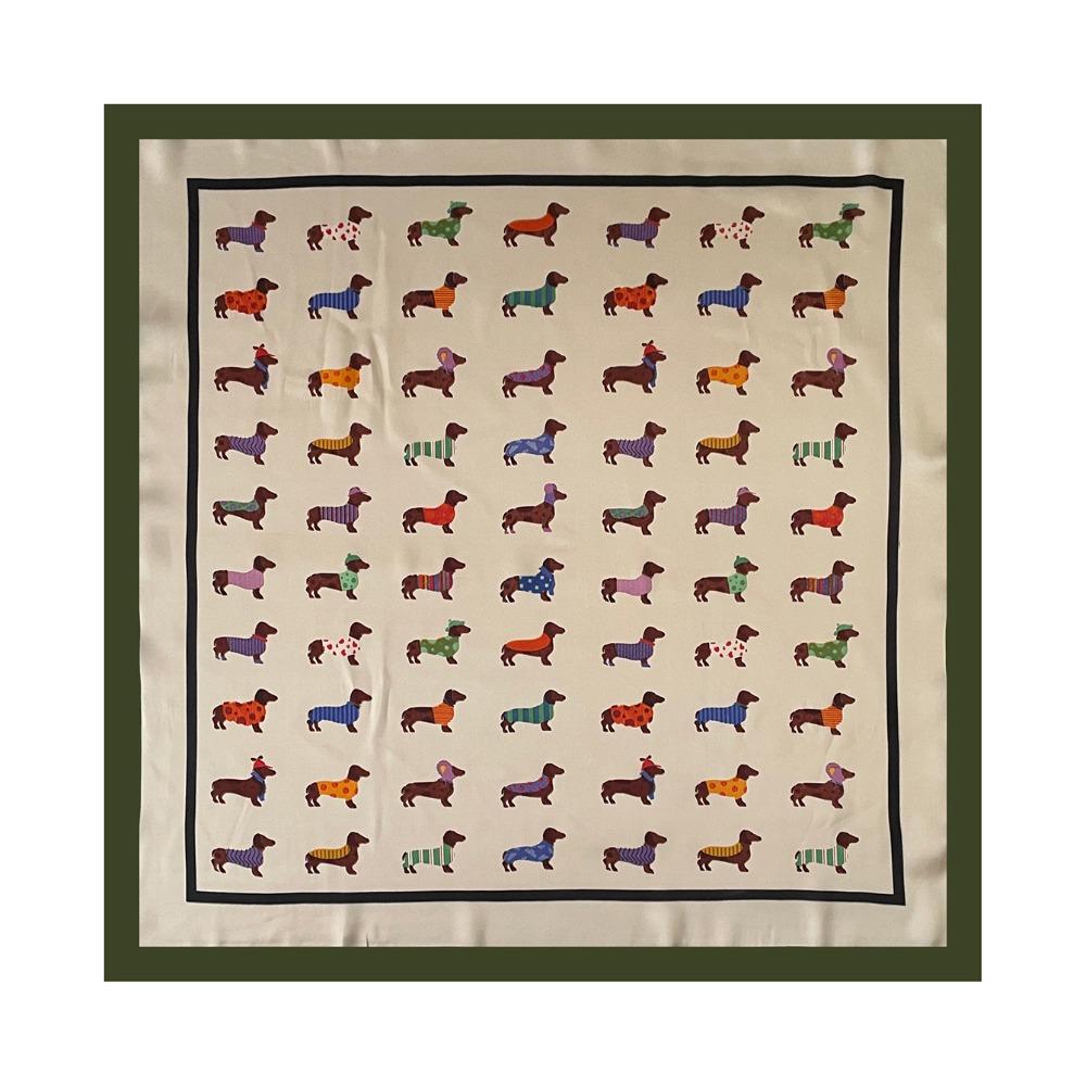 Geometric Shape Dachshund Print Print Scarf Printed Animal Printed Silk Scarf Punk Bandana Outdoor