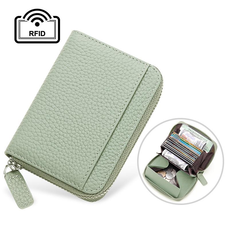 Rfid Card Holder 100% Genuine Leather Business Card Wallet Organ Card Bag Female Bag Japanese