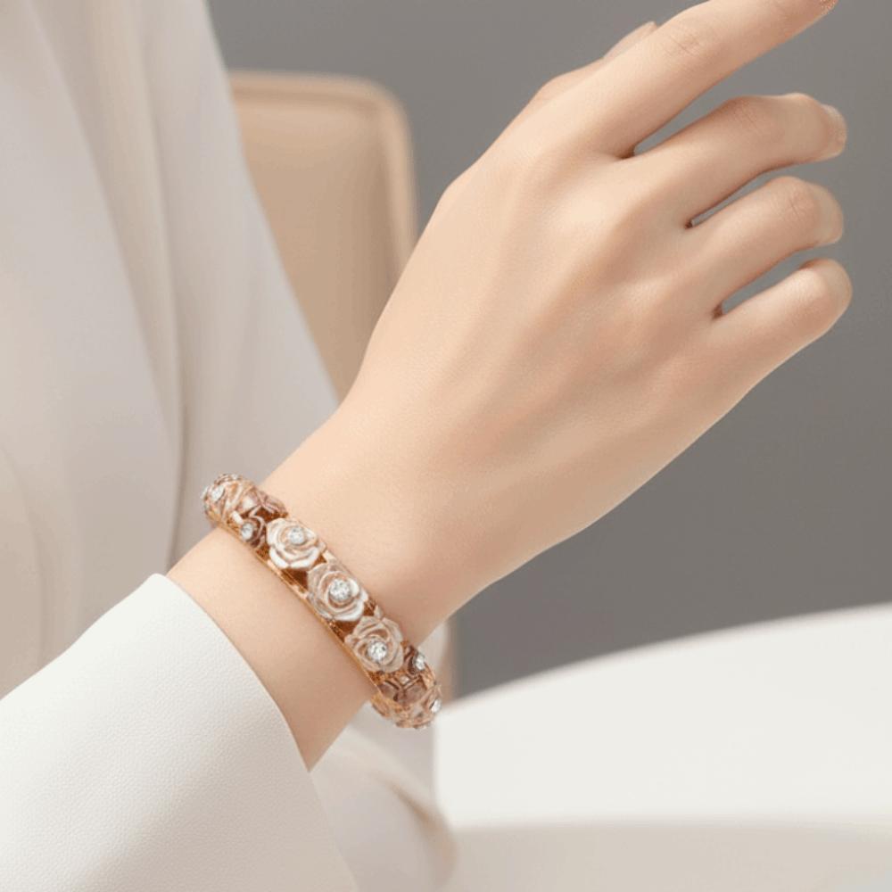 Traditional Filigree Enamel Bangle Rhinestone Women's Wrist Jewelry Daily