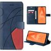 Protective Case - BOOLING - for Samsung Galaxy A32 5G - Shockproof - PU Leather - Two-Tone Spliced Navy Blue/Red