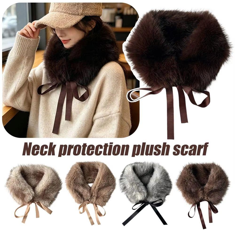 Thick Fluffy Collar Neck Warmer Shawl Wrap Elegant Faux Fur Scarf Skiing