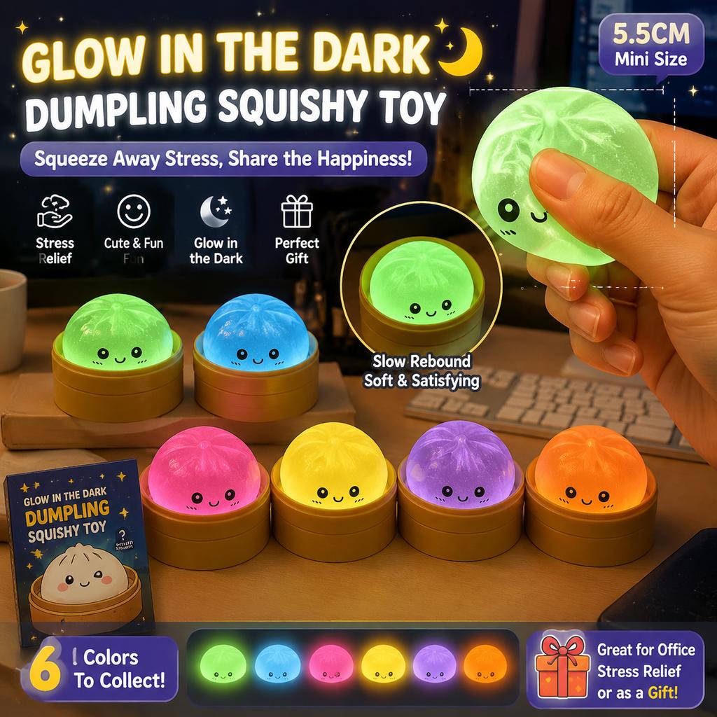 Игрушка-антистресс Pop-Bead Bun Squishy Стиль с блестками Стиль светится в темноте Мини 5,5 см Игрушка для снятия стресса для взрослых, работающих в офисе, портативная