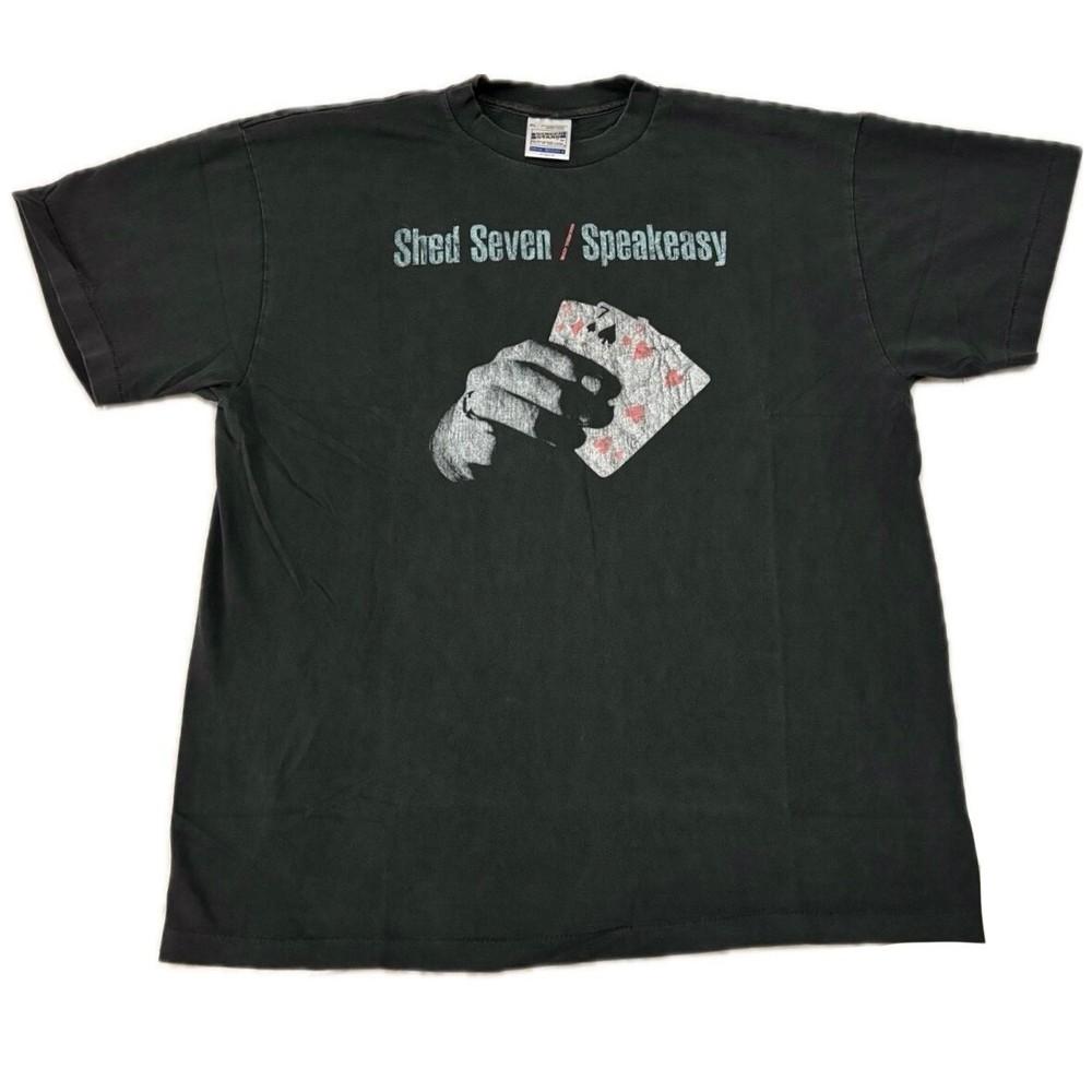 ВИНТАЖНАЯ Футболка SHED SEVEN Speakeasy Communication XL 90-е Группа Одиночный шов РЕПРИНТ