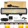 AUXBEAM 12inch / 20inch LED Work Light Bar 6 Modes Amber White LED Light Pods Memory Function Off Road Truck Fog Driving Light