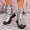 2024 Осень Зима Новые Модные Ботинки Карманного Дизайна Роскошные Туфли Женские Ботинки На Платформе С Пайетками Женские Увеличивающие Рост Короткие Ботинки
