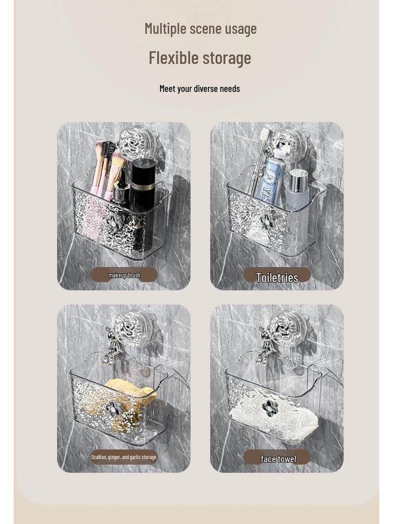 Настенный ящик для хранения полотенец для лица на присосках для ванной комнаты