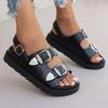 Мода 2025 Обувь больших размеров Женская с открытым носком Женские сандалии Платформа Повседневные сандалии Женские С круглым носком Ремешок с пряжкой Обувь на среднем каблуке Женская