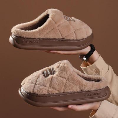 Новый стиль 2025 г.: Теплые, Нескользящие Плюшевые Хлопковые Тапочки для Мужчин и Женщин - Зимняя Домашняя/Уличная Обувь с Толстой Подошвой