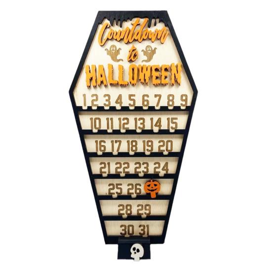Адвент-календарь на Хэллоуин, деревянный отсчет времени до Хэллоуина, украшение с подвижным блоком тыквы для домашнего декора