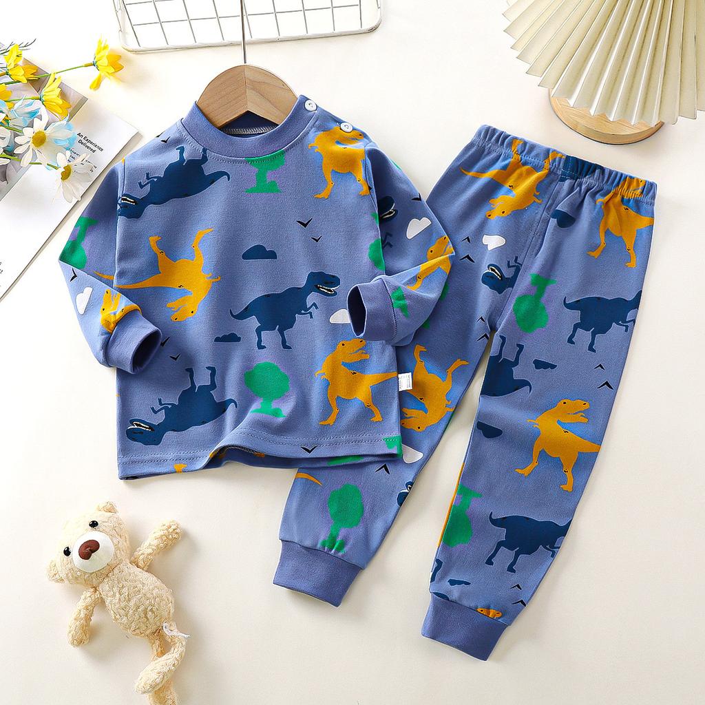 Winter Kids Long Sleeve O Neck T Shirt Pants Set Casual Baggy 2pcs Suit Cotton Cartoon Printes Outfit