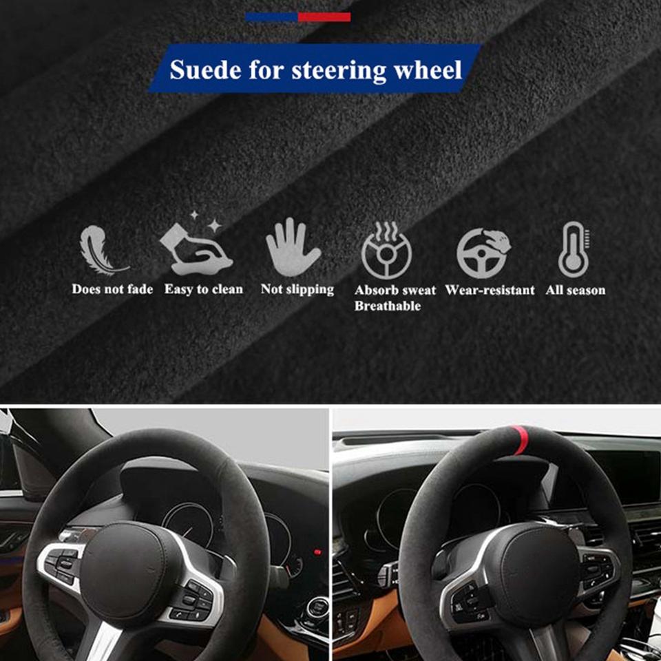 Hand Stitched Suede Leather Car Steering Wheel Cover For Mazda MX-5 MX5 2016-2020 Custom DIY Auto Steering Wheel Case